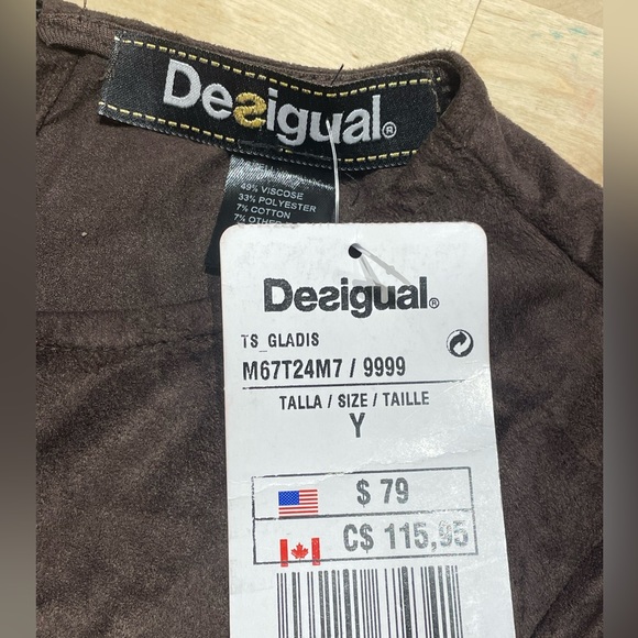 Desigual brown top shirt with cap sleeves size Y NWT NEW with tag - Picture 7 of 12